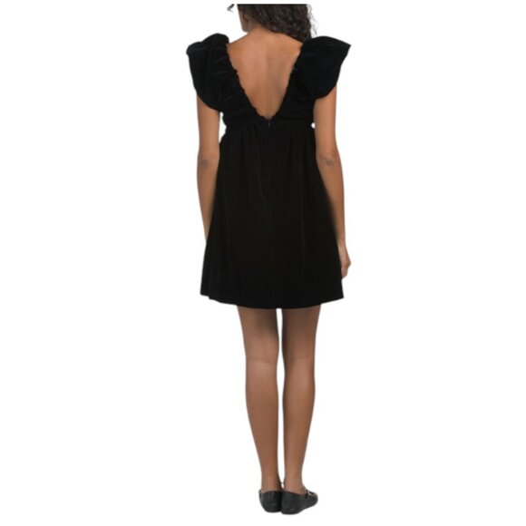 ENDLESS ROSE Black Velvet Satin Bow Mini Dress - Picture 2 of 2